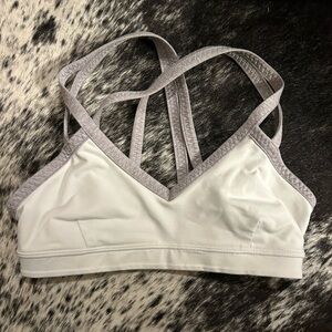 Lululemon White and Gray Strappy Sports Bra